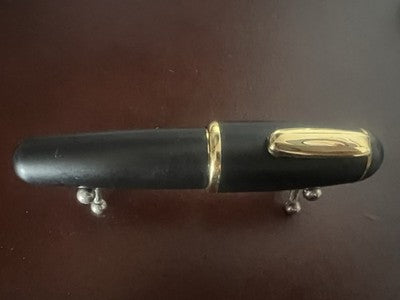QESSI Stylo À Plume Court Fat Roll Noir Profiles Dorés Nib EF 