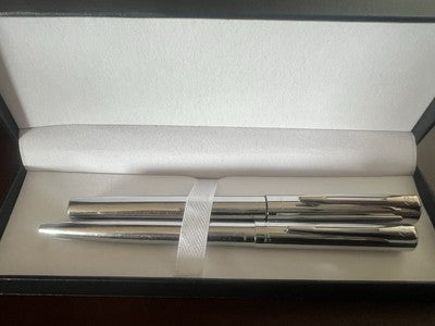 🔴 WATERMAN penna stilografica Graduate cromata punta F con penna sfera