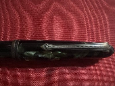 Pen Fountain Pen Resin Green Marbled Cartridge Or Converter (M) Vintage