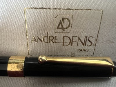 🔴 ANDRE' DENIS penna stilografica lacca nera pennino 8 con cartucce