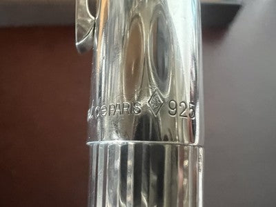 🔴 DUPONT penna stilografica ARGENTO MASSICCIO 925 pennino ORO 18 KT clip lacca