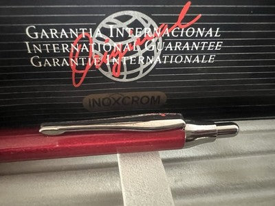Inoxcrom Pen Sphere Lacquer Red Chrome Snap Marking Pencil Case Vintage