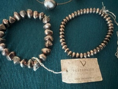🔴 VESTOPAZZO gioielli bracciali pepite big e rondelle con collana alluminio