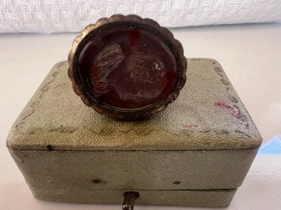 🔴 Ciondolo Sigillo ceralacca GEORGIANO cammeo Lord Byron antico 1790-1825