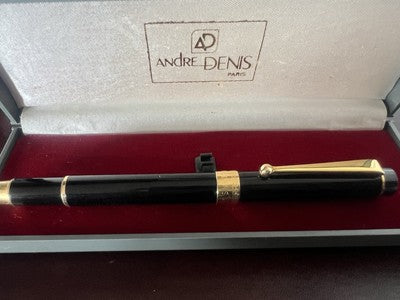 🔴 ANDRE' DENIS penna stilografica lacca nera pennino 8 con cartucce
