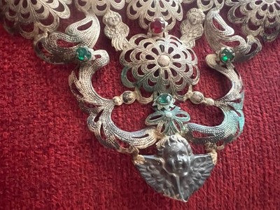 Ex Sharp Heart Silver 800 Cm32 Height 48 Design Baroque Italy Vintage Rare