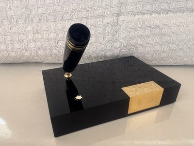🔴 MONTBLANC base scrivania penna Meisterstuck 146 resina nera vintage