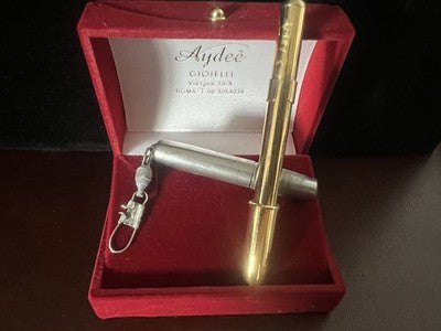 🔴 LINDY USA penna a sfera dorata + mini-penna retrattile in metallo con gancio