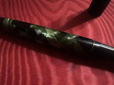 🔴 Penna stilografica resina verde marmorizzata cartuccia o converter M vintage