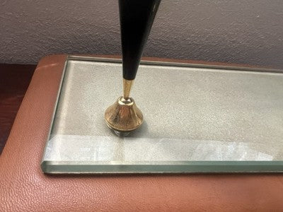 🔴 Base penna scrivania sfera stilografica pelle e posacenere cristallo vintage