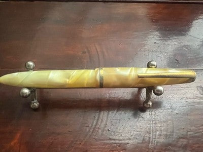 Globus Stylo-Plume Stylo à Plume Celluloid Nacre A Piston Écrit Vintage