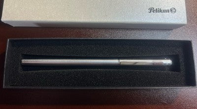 🔴 PELIKAN penna sfera Roll Pen corpo metallo opaco profili lucidi vintage