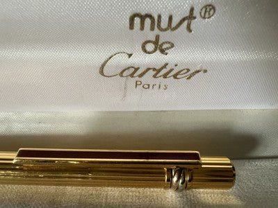 CARTIER Kugelschreiber Trilogy Vendome, vergoldeter roter Lackclip 
