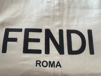 🔴 FENDI cream white dress cover with black printed logo, unisex vintage 