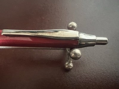 Inoxcrom Pen Sphere Lacquer Red Chrome Snap Marking Pencil Case Vintage