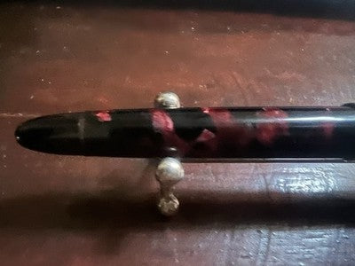 🔴 Penna stilografica resina ROSSA marmorizzata cartuccia o converter M vintage