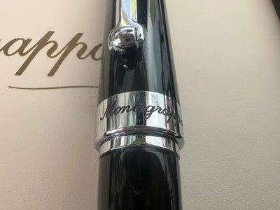 MONTEGRAPPA Parola Slim Kugelschreiber, schwarz, satiniert, Stahl und Harz, NOS (New Old Stock) 
