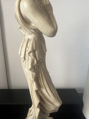 🔴 Griechische Göttinnenstatue, Marmorstaub, RB-verarbeitete Drapierungen, Höhe 44 cm, Italien, Vintage