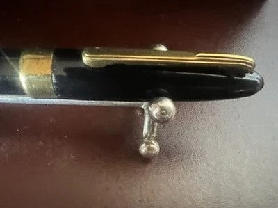 Stylo Plume En Celluloïd Noir À Bouton Fond Nib F Écrit Vintage 40 