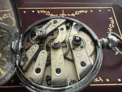 🔴 Orologio tasca ARGENTO 800 donna da revisionare parti vintage Chiavetta 9