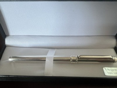 🔴 Penna sfera roller ARGENTO MASSICCIO 925 millerighe a scatto vintage