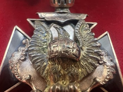 🔴 Croce MASSONICA ciondolo fob placcata oro Fraternal Order Eagles antica