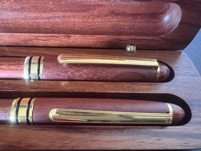 🔴 Penna sfera stilografica LEGNO pennino Iridium 6 scrivono astuccio vintage