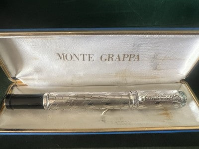 🔴 ELMO penna stilografica ARGENTO 800 retrattile Montegrappa funziona vintage