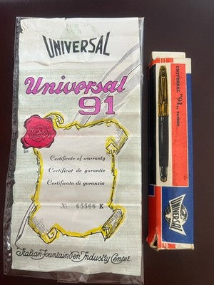 🔴 UNIVERSAL penna stilografica 91 con garanzia ed astuccio originale vintage 50