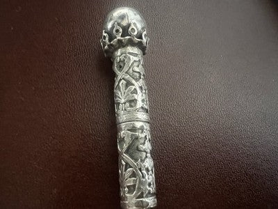 BIC Ballpoint Pen SILVER 800 Engraved Bas Relief Rare Vintage Jewelry