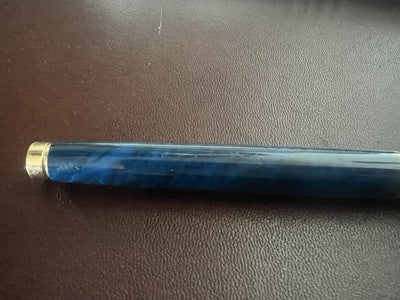 🔴 PELIKAN penna sfera Celebry lacca blu marmorizzata profili dorati vintage