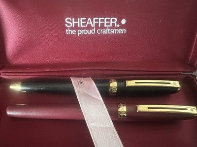 Sheaffer’S Penne Sphère Roller Bordeaux Et Noire Laque Set Vintage Trousse