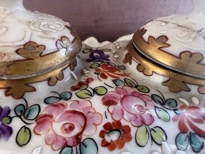 Limoges Tintenfass, Porzellan-Eiskübel | Edelstahl-Handservice, Vintage, Ende des 19. Jahrhunderts 