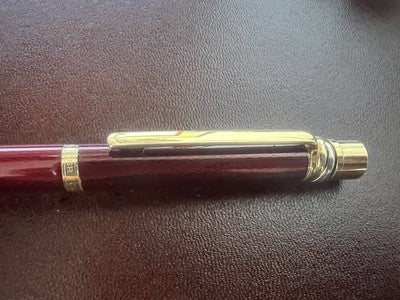 🔴 CARTIER penna sfera Trinity Vendome bordeaux placcata oro scrive con astuccio