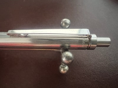 🔴 MONTEGRAPPA penna sfera cromata finitura RODIO pulsante a scatto scrive