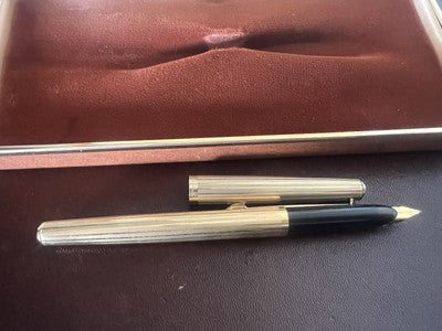 Lalex Stylo-Plume Stylo à Plume Corps Plaqué Or Italienne Écrit Cartouches Cru