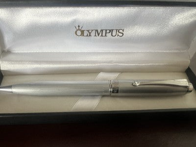 🔴 OLYMPUS penna sfera lacca cromata meccanismo a scatto scrive vintage