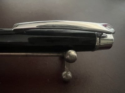 Ronson Pen Ball Lacquer Black With Trim Chrome Marking Vintage