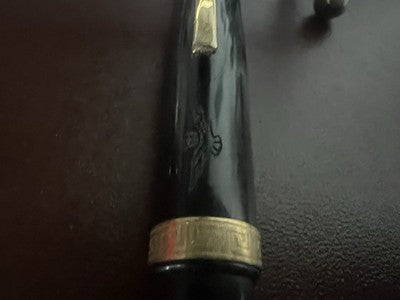 Grand-Mère Stylo-Plume à Bille Extra Noire Avec Grec Écusson Aigle Écrit Rétro