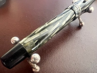 🔴 BERNARD penna stilografica celluloide verde marmorizzata scrive vintage '40