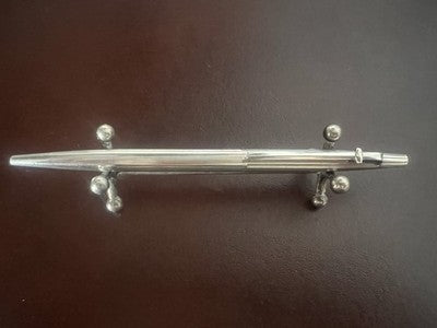 🔴 CARAN D’ACHE penna sfera Madison cromata a righe clip nodino scrive vintage