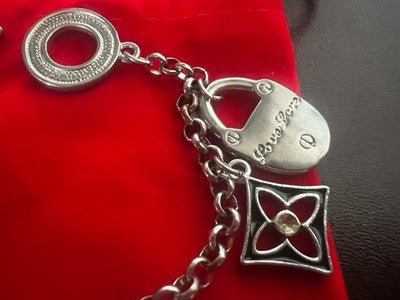 🔴 Bracciale LOVE LOVE braccialetto ciondoli charms metallo vintage