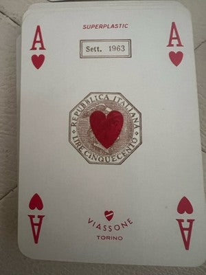 Fiat Boite Terra Mer Ciel Bois Avec 2 Jeux Cartes Originaux Vintage 1963
