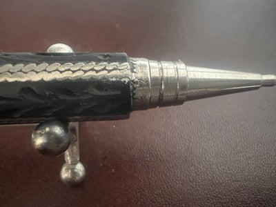 🔴 Penna sfera ARGENTO 800 legno intagliato a mano artigianale rara vintage