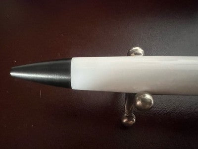 🔴 MONTEGRAPPA penna sfera Fortuna White resina bianca metallo brunito NOS