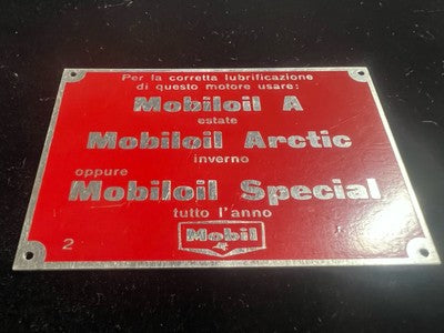 Plaque Voiture Mobil pour Lubrification Moteur Vitesse Huile Tôle Vintage