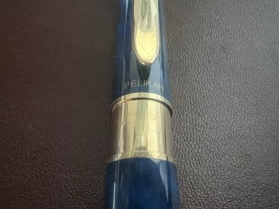 🔴 PELIKAN penna sfera Celebry lacca blu marmorizzata profili dorati vintage