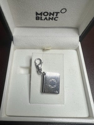 🔴 MONTBLANC 925 Silver pendant small diamond book ingot lobster clasp 