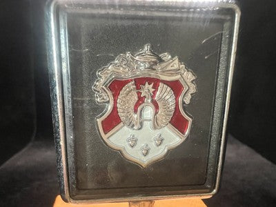 🔴 Mascotte stemma araldico smaltato 1983 su base legno originale vintage