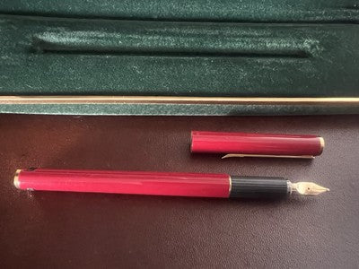 🔴 AURORA penna stilografica LACCA ROSSA Hastil pennino ORO 14 kt con cartucce